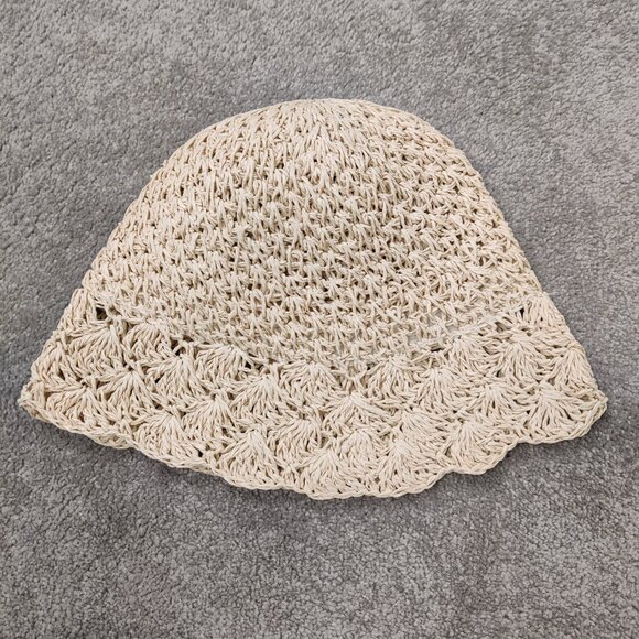 Women's Bucket Hat Summer Beach Cream Cottagecore Bohemian NEW - Picture 2 of 6